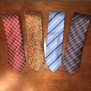 4 Geoffrey Beene 100% Silk Neckties